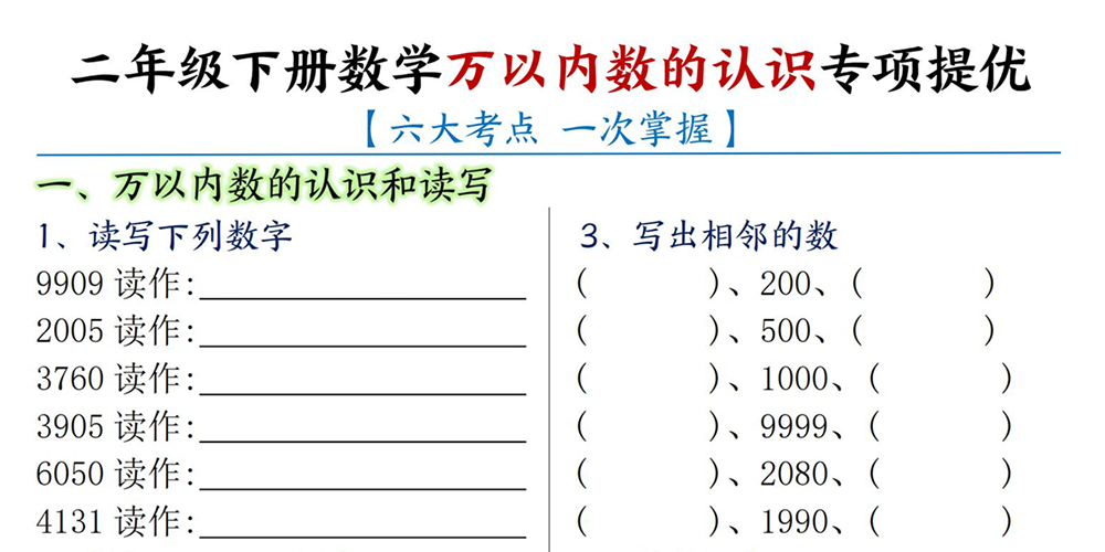 部编版数学二年级下册万以内数的认识专项提优（含答案） - 小学数学资源库